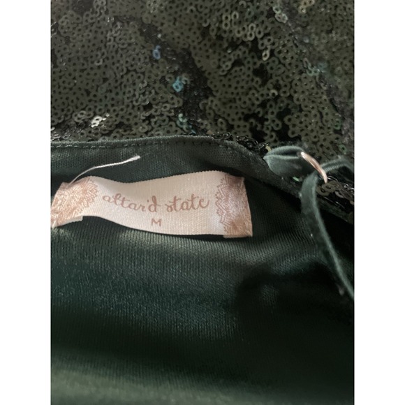 Altar'd State Sequin Party Cocktail Green W/ Midriff Cut-Out Size Medium - Picture 5 of 7